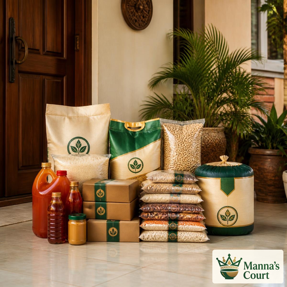 A packaged food delivery at a doorstep